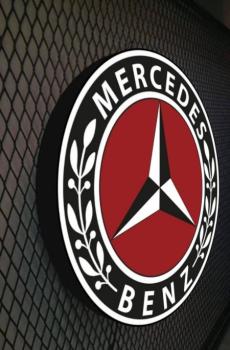Mercedes rotes Vintage Logo Led Leuchtschild rund